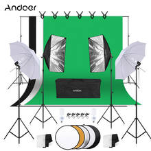 Kit de fotografía Andoer 5 en 1 Reflector de fotografía paraguas de luz suave Softbox 45W bombilla de luz enchufe con plataforma giratoria telón de fondo 2024 - compra barato