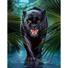 Floresta de montanha pantera animal 50x65cm pintura por números pintados à mão a óleo adulto criança imagem colorir casa decoração presente original 2024 - compre barato