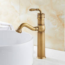 Sink Faucet Classic Hot And Cold Mixer Taps Single Handle Antique Brass luxury Gravity Casting Deck Mounted Sink Tap Bathroom 2024 - buy cheap