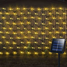 Рождественская сетчатая лампа на солнечной батарее, 2x3 м, 200 светодиодов, 8 режимов, уличная садовая гирлянда для газона, украшение для свадебной вечеринки 2024 - купить недорого