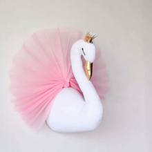 Cute 3D Golden Crown Swan Wall Art Hanging Girl Swan Doll Stuffed Toy Animal Head Wall Decor for Kids Room Birthday Wedding Gift 2024 - buy cheap