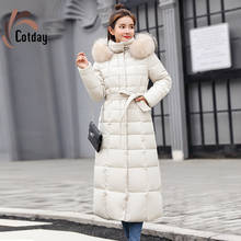 Casaco de algodão x-longo com capuz, casaco quente e grosso linha 2020, moda de escritório feminina de inverno 2024 - compre barato