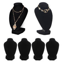 4x colar de veludo preto caixa de exibição de busto joias suporte 5.91x3.94'' 2024 - compre barato