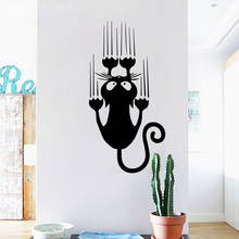 Adesivo de parede de gato, decalque de parede em vinil para crianças, acessórios de decoração de quarto, arte de decoração de parede 2024 - compre barato