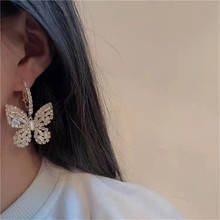 TIMEONLY Korean Oversize Butterfly CZ Zirconia Dangle Earring Blue Beige Color Sparkly Rhinestones Earrings for Women Ladies 2024 - buy cheap