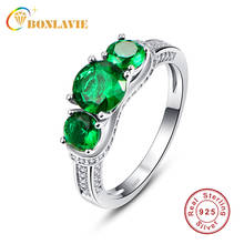 BONLAVIE-anillo Brillante De plata de ley 925 para mujer, sortija de dedo de circonia cúbica verde, joyería de boda, el mejor regalo 2024 - compra barato