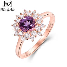 Kuololit Natural Amethyst Gemstone Rings for Women 925 Sterling Silver Round Cut Stone Rose Gold Ring Wedding Gifts Fine Jewelry 2024 - buy cheap