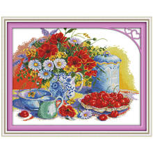 Flower fruits counted printed on the canvas 11CT 14CT DIY kit Chinese Cross Stitch embroidery needlework Sets home decor 2024 - buy cheap