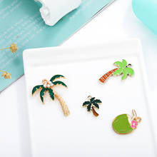 10pcs/pack Coconut tree  enamal Enamle Charms Metal Pendant Golden Color Earring DIY Fashion Jewelry Accessories 2024 - buy cheap