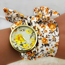 Shsby Design Ladies Flower Cloth Wrist Watch Gold Fashion Women Dress Watches High Quality Fabric Clock Sweet Girls Watch 2024 - buy cheap