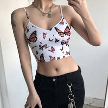 Fashion Sexy Women Ladies Butterfly Print Tank Tops Sleeveless Wear Strappy Tank Top Vest Summer Short Crop Tops 2024 - buy cheap