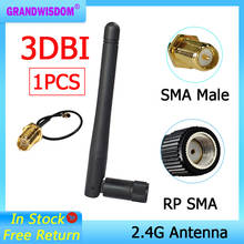 1 pces 2.4ghz antena wifi RP-SMA conector macho 3dbi wi fi 2.4g iot antena + ipx para RP-SMA jack cabo de extensão macho trança 2024 - compre barato