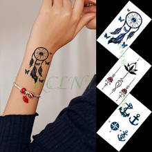 Водонепроницаемый временный стикер татуировки якорь и компас цветок бабочка маленькое искусство тату флэш-тату поддельные татуировки для женщин и мужчин 2024 - купить недорого