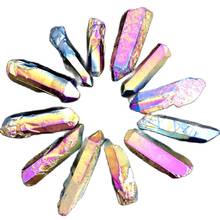 5 шт., синий титан, аура, кварцевый кристалл, камень, гальванизированный, кристаллический кластер, украшение семян, натуральные камни и минералы 2024 - купить недорого