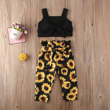Conjunto de roupas de verão para bebês meninas, 2 peças colete sem mangas + calças floridas, conjunto de roupas fofas de menina 2024 - compre barato