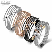 FYSARA perla Simple Multi-capa giro Cable de alambre brazaletes y pulseras para las mujeres joyería de acero inoxidable encantadoras pulseras tipo brazalete 2024 - compra barato