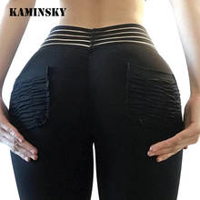 Kaminsky Workout Casual Leggings For Women Fitness Clothing Slim High Waist Pants Pocket Push Up Fashion Black Leggings 2024 - buy cheap