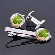 Maxi Four-leaf Clover Statement Cufflinks Tie Clips for Men Shirt Tie Lucky Flower Jewelry Accessories Party Birthday Gifts 2024 - buy cheap