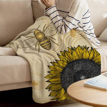 Sunflower Bee Retro Style Throw Blanket Warm Microfiber Blanket Cartoon Blankets For Beds Home Decor 2024 - buy cheap