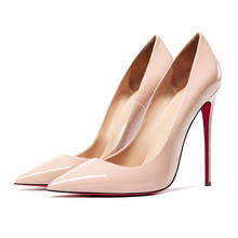 Novo vermelho sapatos de fundo sexy feminina qualidade couro genuíno sapatos de salto alto casamento apontou dedo do pé stilettos sapato feminino primavera verão 2024 - compre barato