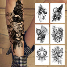 Tatuaje temporal de pájaro águila para mujeres, hombres, niños, León, ciervo, Tigre, oveja, pegatina, flor negra, cubiertas falsas para piernas 2024 - compra barato