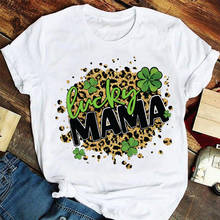 Camiseta con estampado de letras para mujer, ropa con estampado de leopardo y amor para mamá y madre, de verano 2024 - compra barato