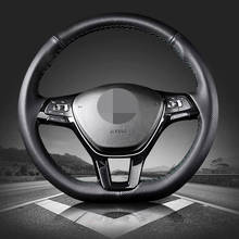 DIY Black Faux Leather Steering Wheel Cover For Volkswagen VW Golf 7 Mk7 Sharan 2016 2017 New Polo Jetta Passat B8 Tiguan 2017 2024 - buy cheap