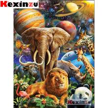 KEXINZU-pintura de diamante 5D DIY, Kit de manualidades de animales con bordado de diamantes, universo, elefante, León, panda, para el hogar Y1204 2024 - compra barato