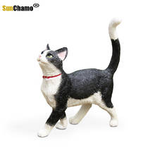 Figura de gato de imitación en blanco y negro para decoración del hogar, accesorios artesanales para decoración de coche y Mascotas 2024 - compra barato