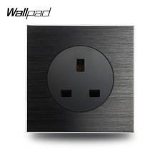 Wallpad L6 UK BS 13A Wall Electric Socket 3 Pin Power Outlet Black Brushed Metal Satin Aluminum Plate, 86 * 86 mm 2024 - buy cheap