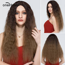 Onenonly-peruca longa, cabelo liso, omber, marrom a castanho, comprimento médio, perucas sintéticas para mulheres, moda feminina, peruca aquecida 2024 - compre barato