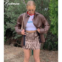 Rockmore marrom listrado impressão mini saias das mulheres do vintage saias curtas cintura alta lápis saia coreano 90s streetwear verão 2021 2024 - compre barato
