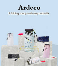Ardeco  Super Light Portable Mini Five Folding  Pocket Umbrella Woman Outdoor Uv Protection Wind Resistance 2024 - buy cheap