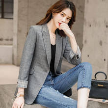 Blazers negros para mujer, moda coreana para mujer, traje informal ajustado con un botón, novedad de primavera 2021 2024 - compra barato