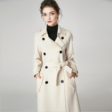 Sobretudo feminino lanudo, novo estilo, longo, popular, frente única, roupa feminina, outono e inverno, casaco de cashmere 2024 - compre barato