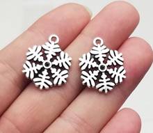 15pcs/lot--24x21mm Antique Silver Plated Snowflake Charms Winter Christmas Pendants For DIY Supplies Jewelry Making Accessories 2024 - buy cheap