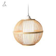 Lámpara de araña de estilo japonés, luz de bambú Zen para pasillo, mesita de noche, lámparas de tejido de bambú para restaurante, LED de estilo chino 2024 - compra barato