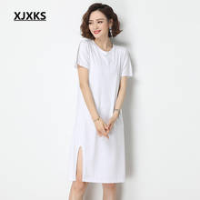 Xjxks top longo feminino de algodão, camiseta completa de algodão de alta qualidade para o verão, 2020 2024 - compre barato