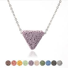 Colourful Triangle Lava Stone Essential Oil Diffuser Necklace Aromatherapy Volcanic Rock Stainlesss Steel Chain 2024 - buy cheap