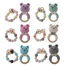 2020 New Baby Wooden Teether Bracelet Set Crochet Animal Teething Rattle Ring Chewing Toy 2024 - buy cheap