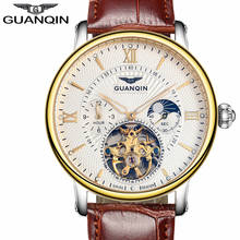 GUANQIN-Reloj de pulsera para hombre, de lujo, Tourbillon, automático, mecánico, informal, correa de cuero de moda, esqueleto 2024 - compra barato
