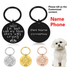 Etiqueta de identificação de cachorro de gato personalizado tag de nome de aço inoxidável anti-perdido pingente 2024 - compre barato