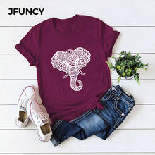 JFUNCY-Camiseta de talla grande para mujer, camisetas con estampado de elefante para mujer, camisetas informales divertidas, ropa de calle Kawaii 2024 - compra barato