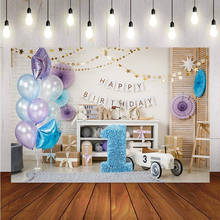 Happy birthday background for photography newborn baby shower 1st party decoration backdrop for photo studio parties balloons 2024 - buy cheap
