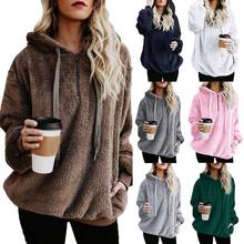 Winter Thick Warm Solid Color Women Long Sleeve Hoodies Zipper Hooded Sweatshirt 2024 - buy cheap