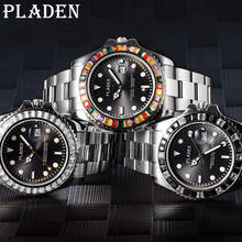 PLADEN Business Men Watch Selling AAA Diamond Bezel Quartz Wristwatch Waterproof Sport Stainless Steel Diver Bracelet Male Clock 2024 - buy cheap