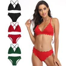 Bikini Sexy europeo y americano, bañador de ganchillo hecho a mano, traje de baño dividido, bañador de flores de corte Multicolor festoneado 2024 - compra barato