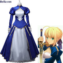 Disfraz personalizado de sastre FGO Saber Altria Pendragon para mujer, uniforme de vestido azul, Disfraces de Halloween, trajes de Anime 2024 - compra barato