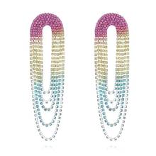 New gradual change multicolor Rhinestone  Long Tassel Wedding Earrings for Women Bridal Drop Earrings Brincos Jewelry E703 2024 - buy cheap
