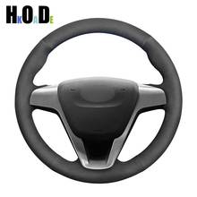 Black Suede Hand-stitched Comfortable Car Steering Wheel Cover for Lada Vesta 2015 2016 2017 2018 2019 2024 - buy cheap